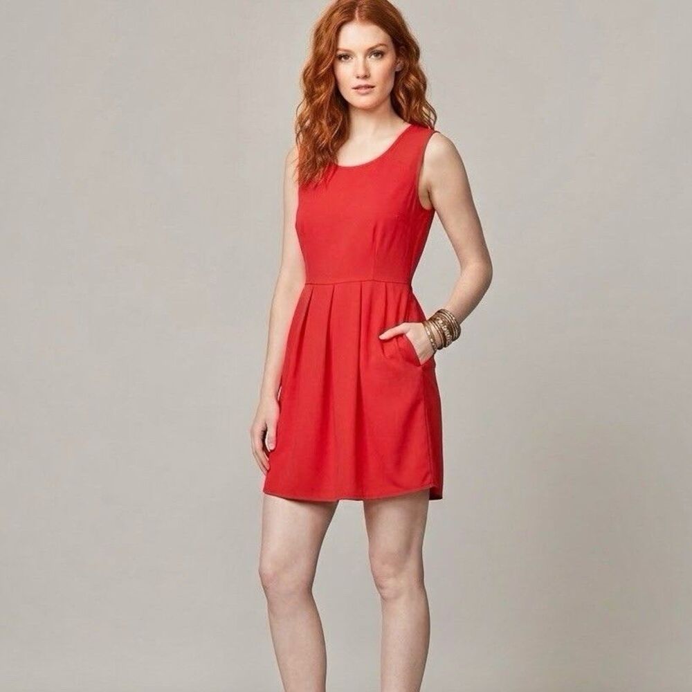 Tulle Dress Red Women Sleeveless Small Fall Winter Short Shift Pleated Cocktail